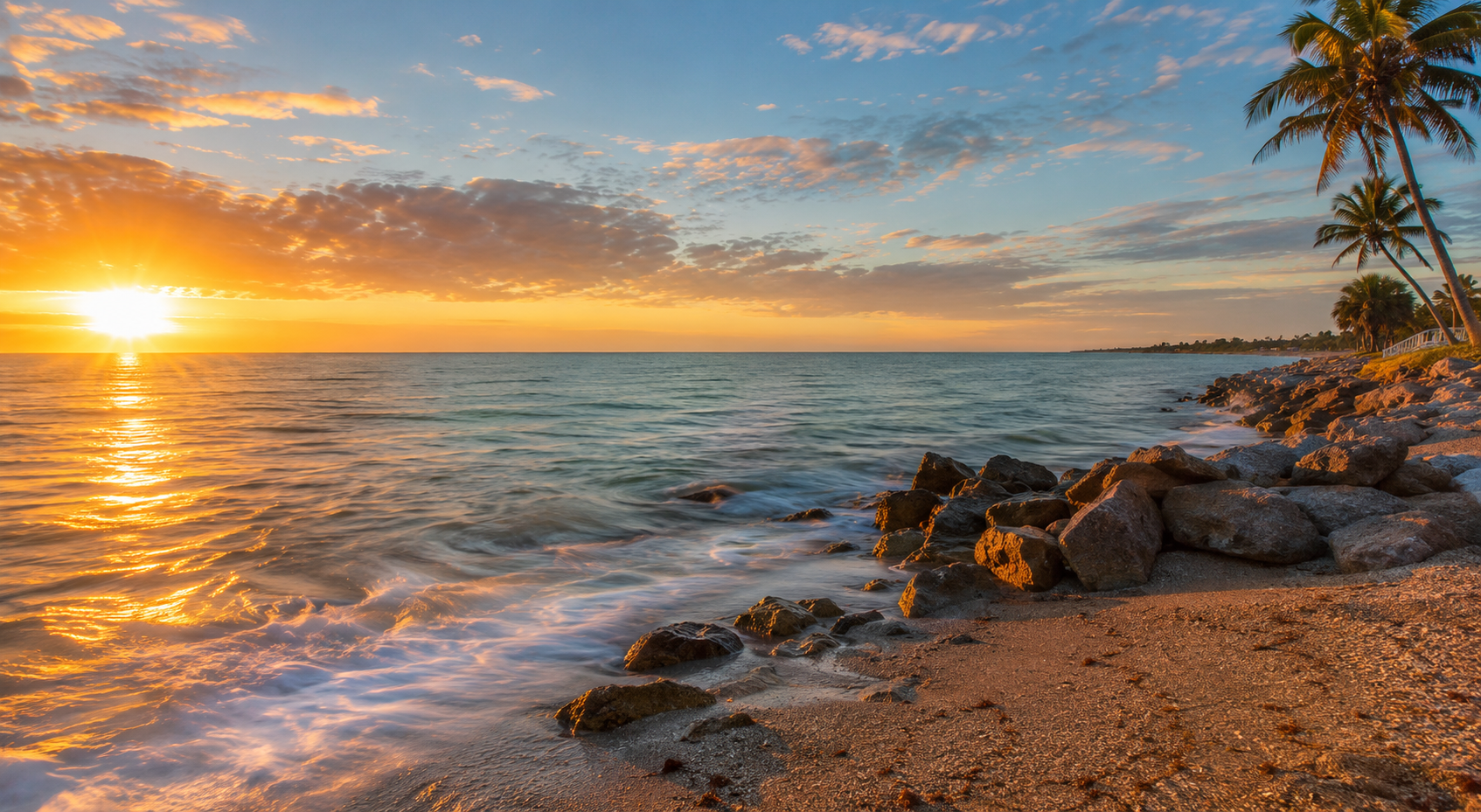 Florida coastline at sunset